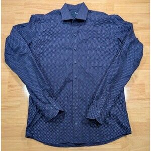 Buttoned Down Mens Shirt L Large Slim Fit Geometric Navy Blue Supima Cotton